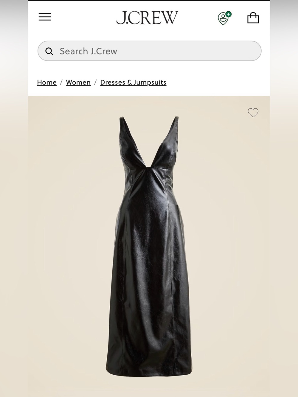 J, Crew Collection plunge dress in faux patent leather